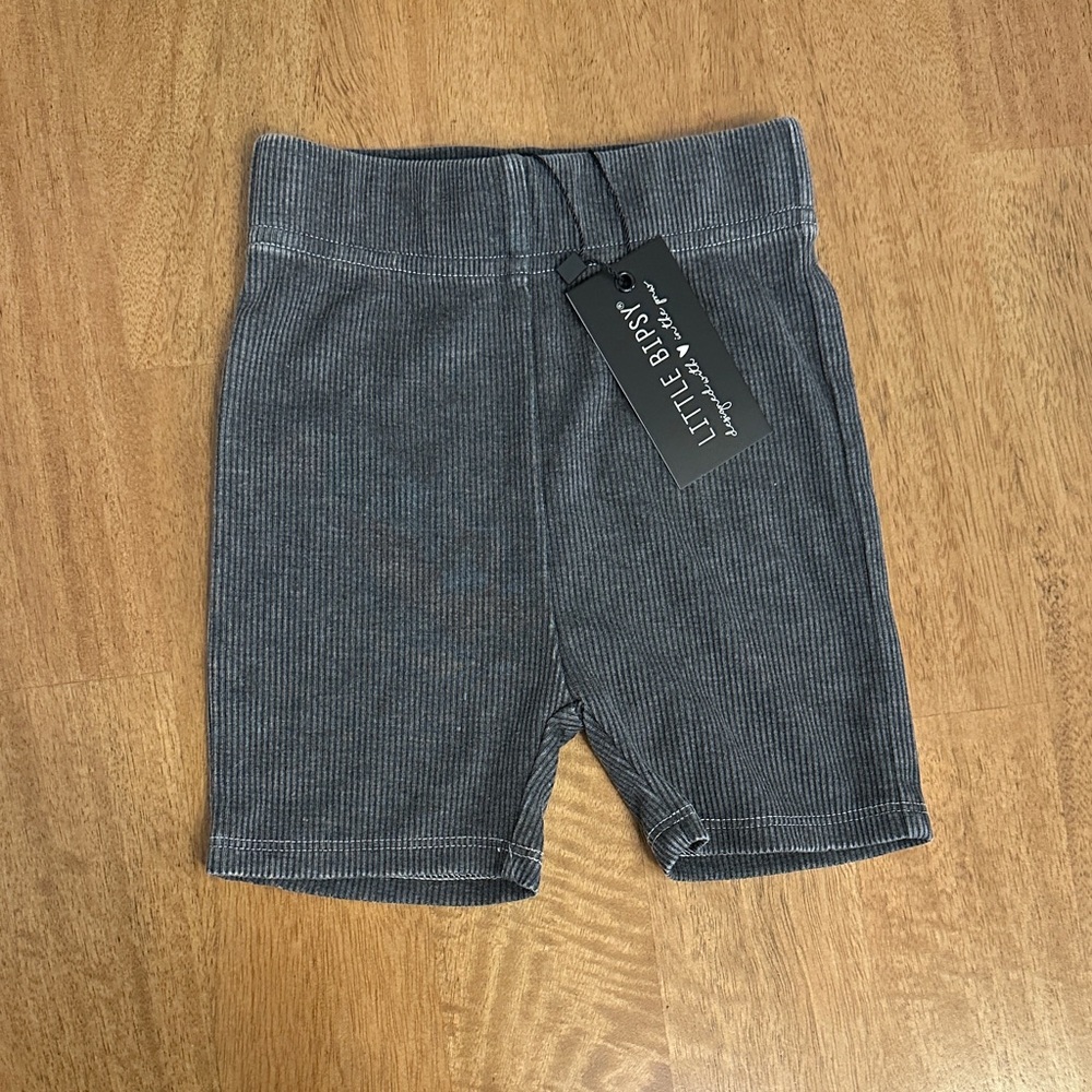 NWT Little Bipsy Dark Grey Acid Wash Biker Shorts | 2–3T
